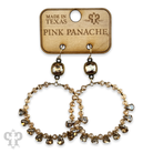 Gold rhinestone circle hoop earring with Austrian crystals by Pink Panache Brands, showcasing sparkling crystal details.