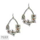 Silver teardrop earrings with colorful rhinestones by Pink Panache Brands, featuring a delicate and elegant design.