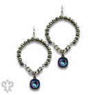 Gray faceted bead circle earring with Austrian crystal accents, pink Panache Brands jewelry accessory.