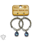 Gray faceted bead circle earring with Austrian crystal from Pink Panache Brands, showcasing elegant jewelry design.