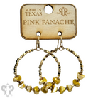 Green stone circle earrings by Pink Panache Brands featuring elegant hoop design and vibrant gemstone accents.