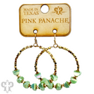 Green stone circle earrings by Pink Panache Brands, featuring a stylish and elegant design for versatile wear.