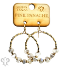 Green stone circle earrings by Pink Panache Brands featuring a stylish, round design perfect for everyday wear.