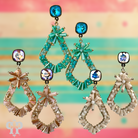 Pink Panache Brands beaded teardrop earrings with Austrian crystals, featuring pink beads and elegant design.