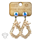 Pink Panache Brands flute beaded teardrop earrings with sparkling Austrian crystals, showcasing intricate beadwork and elegant design.