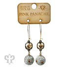Purple crystal mesh floral dangle earrings with Austrian crystals by Pink Panache Brands, showcasing intricate design and sparkling details.