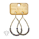 Purple faceted crystal bead teardrop earrings by Pink Panache Brands, showcasing elegant dangling jewelry design