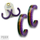 Purple Mardi Gras hoop earring from Pink Panache Brands featuring vibrant, festive jewelry design.
