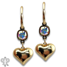 Silver puffed heart earring with sparkling Austrian crystals by Pink Panache Brands, close-up view of the elegant jewelry design.