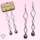 Silver diamond drop earring with Austrian crystal from Pink Panache Brands, featuring elegant sparkling details.