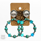 Turquoise tone bead buffalo nickel earring by Pink Panache Brands, featuring a colorful beaded design with nickel accents.