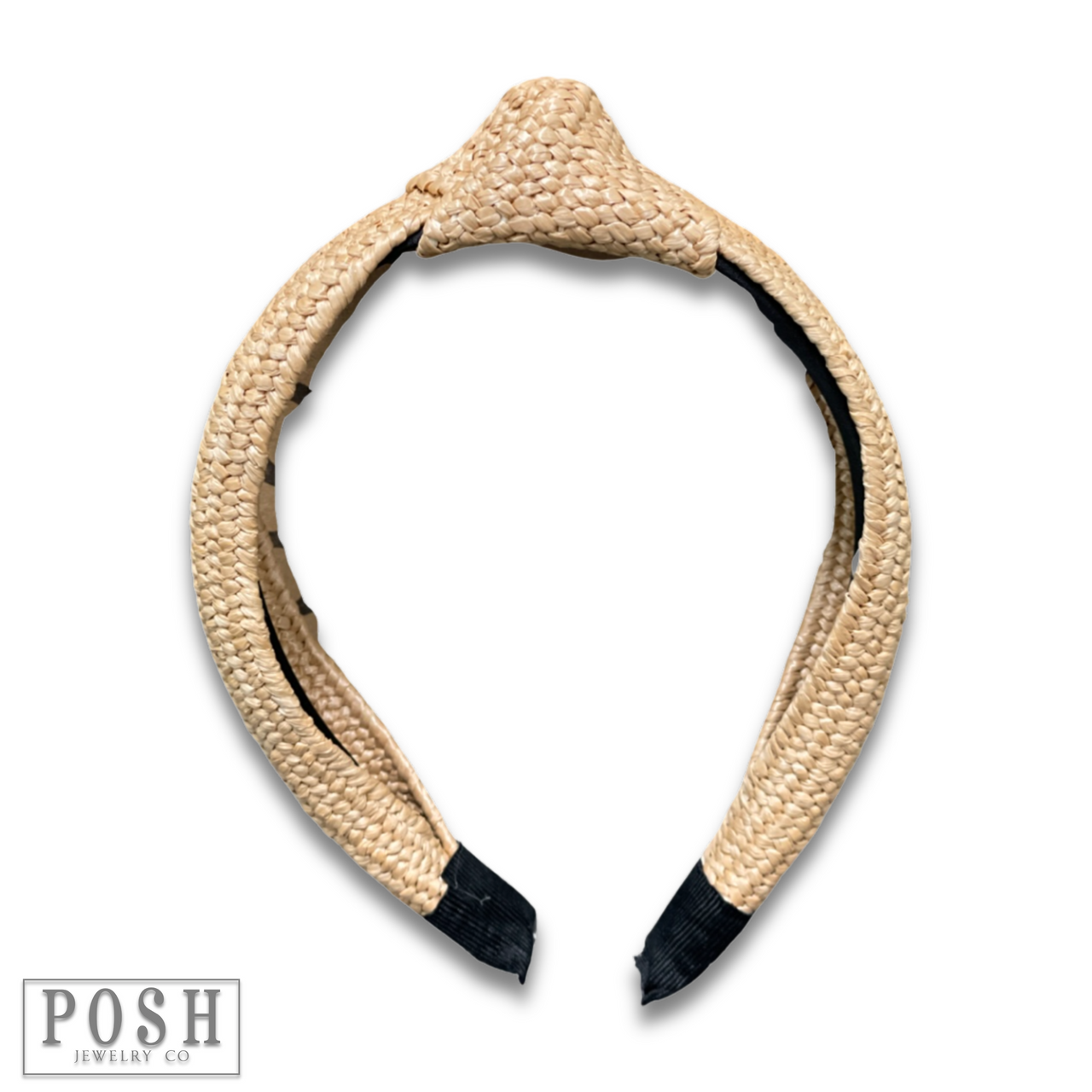 Black woven headband from Pink Panache Brands, featuring a stylish and textured design for a fashionable accessory.
