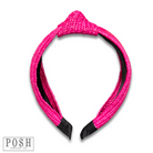 Black woven headband by Pink Panache Brands, stylish accessory with a textured fabric design, perfect for casual or elegant looks.