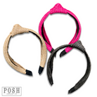 Black woven headband by Pink Panache Brands, stylish and comfortable accessory for hair and fashion.