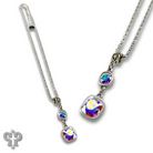 Silver double square Austrian crystal necklace from Pink Panache Brands featuring sparkling crystal accents and elegant design.