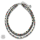 Multi-color and silver beaded necklace from Pink Panache Brands featuring vibrant beads and elegant design.