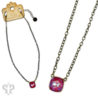 Austrian square crystal chain necklace by Pink Panache Brands, 12mm bronze iridescent crystals, elegant jewelry accessory.