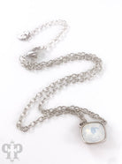 Austrian square crystal chain necklace by Pink Panache Brands, bronze iridescent 12mm square crystals on a stylish chain.