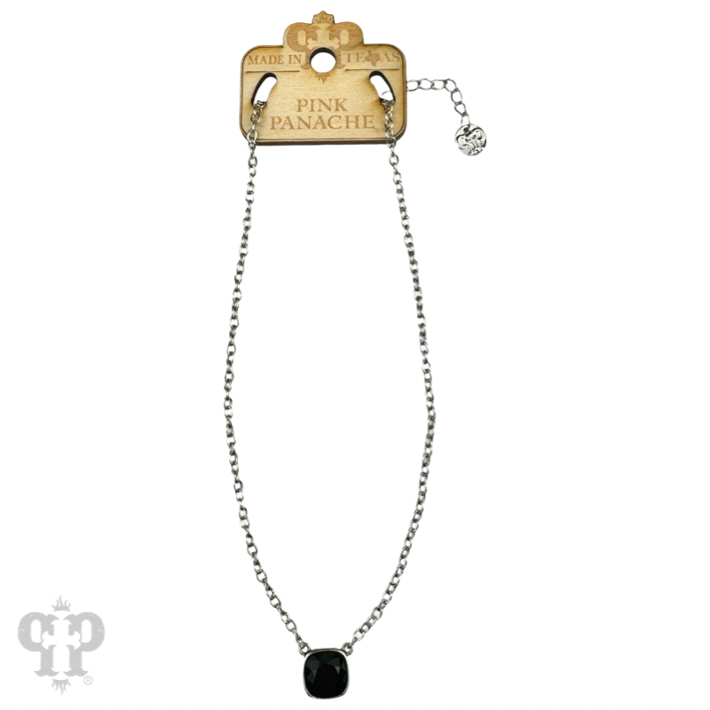 Austrian square crystal chain necklace by Pink Panache Brands featuring iridescent bronze-colored 12mm square crystals.
