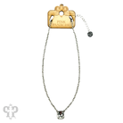 Austrian square crystal chain necklace by Pink Panache Brands with iridescent bronze crystals, 12mm size, close-up view.