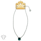 Austrian square crystal chain necklace by Pink Panache Brands featuring bronze iridescent 12mm crystals, close-up view of the jewelry.