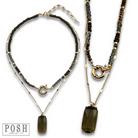 Brown necklace with large glass pendant from Pink Panache Brands, featuring a stylish and eye-catching jewelry design.