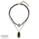 Brown Necklace with large glass pendant from Pink Panache Brands, featuring a stylish and eye-catching jewelry design.
