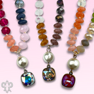 Pink Panache Brands necklace featuring brown stone and faceted beads with sparkling Austrian crystals.