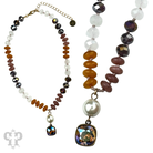 Pink Panache Brands necklace with brown stones and faceted beads featuring sparkling Austrian crystals.