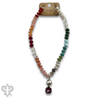 Pink Panache Brands necklace featuring brown stone and faceted beads with sparkling Austrian crystals.