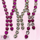 Pink Panache Brands rhinestone heart lariat necklace featuring a delicate chain and sparkling clear rhinestones.