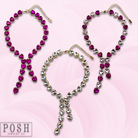 Clear rhinestone heart lariat necklace from Pink Panache Brands featuring sparkling stones and a delicate chain.