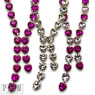Pink Panache Brands rhinestone heart lariat necklace featuring a sparkling clear rhinestone heart pendant and delicate chain.