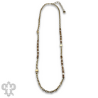 Gold chain and champagne bead necklace from Pink Panache Brands, featuring a delicate gold chain with elegant champagne-colored beads.