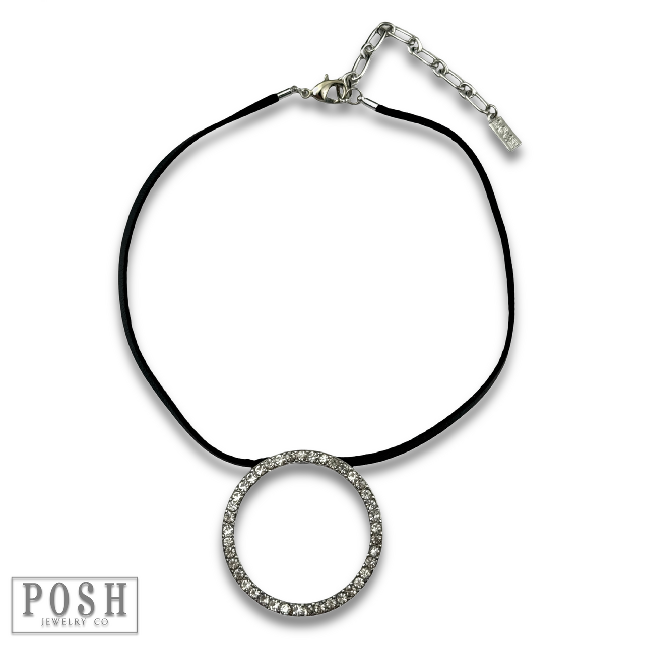 Gold round rhinestone pendant necklace from Pink Panache Brands featuring sparkling stones and a delicate chain.