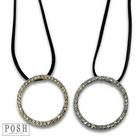 Gold round rhinestone pendant necklace from Pink Panache Brands, showcasing a sparkling circular design on a delicate chain.