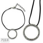 Gold round rhinestone pendant necklace from Pink Panache Brands, featuring a sparkling circular design on a delicate chain.