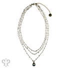 Three-strand pink pearl and faceted acrylic bead necklace with Austrian crystals by Pink Panache Brands, featuring gold-tone accents.