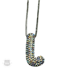 Silver necklace with rhinestone letter pendant featuring the K initial, styled by Pink Panache Brands.