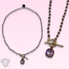Pink Panache Brands linked lavender bead necklace with Austrian crystal, showcasing elegant purple beads and sparkling crystal accents.