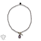 Linked lavender bead necklace with Austrian crystal from Pink Panache Brands, featuring purple beads and delicate design.