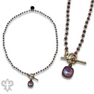 Linked lavender bead necklace with Austrian crystals, pink Panache Brands jewelry featuring purple beads and elegant design.