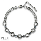 Silver chain necklace by Pink Panache Brands featuring square rhinestones for a stylish, sparkling jewelry accessory.