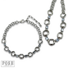 Silver chain necklace by Pink Panache Brands featuring square rhinestone accents, showcasing elegant jewelry design.