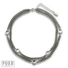 Silver double strand curb chain necklace by Pink Panache Brands featuring sleek, interconnected links on a stylish jewelry piece.