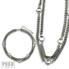 Silver double strand curb chain necklace from Pink Panache Brands, featuring layered curb link design.
