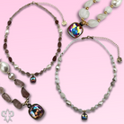 Pink Panache Brands quartz and freshwater pearl necklace with Austrian crystal, featuring elegant white stones and shimmering accents.