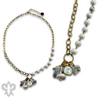 White jasper bead necklace with Austrian crystal accents from Pink Panache Brands, showcasing elegant natural stone and sparkling crystal details.