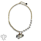 White jasper bead necklace with Austrian crystal accents, elegantly designed by Pink Panache Brands.