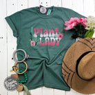 Plant Lady short sleeve Comfort Colors crewneck tee featuring a botanical graphic, casual and comfortable graphic T-shirt for plant enthusiasts.